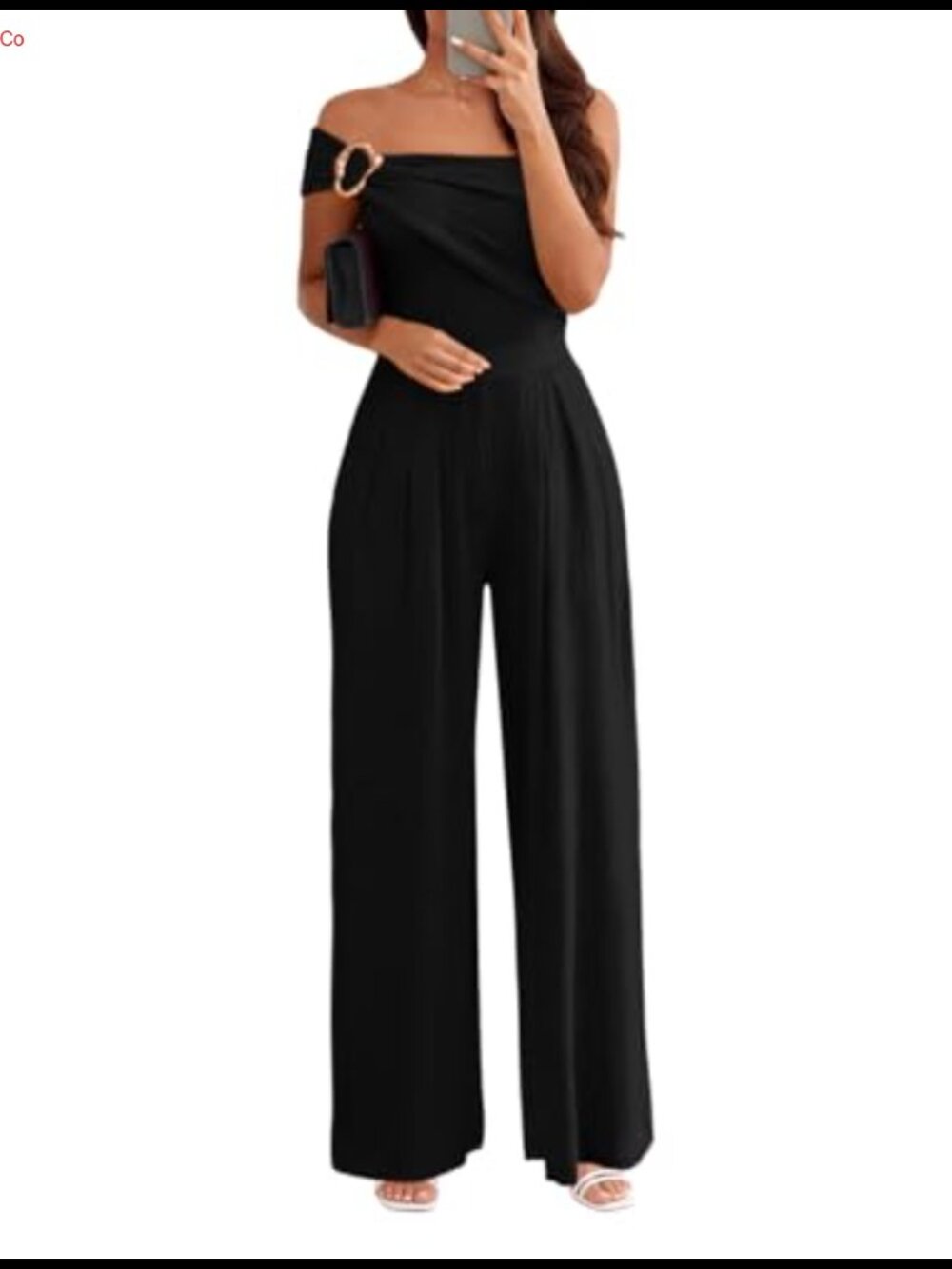 Off Shoulder Wide Leg Jumpsuit Sleeveless High Waist Party Dressy